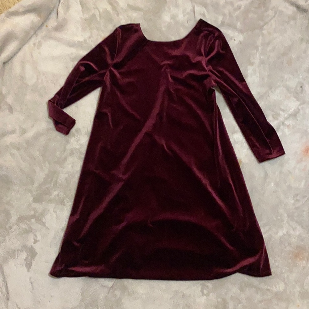 Maroon velvet mini dress